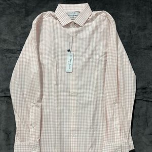 Mizzen Main Mens L Trim Fit Button Up Long Sleeve Red White Check Shirt USA Made